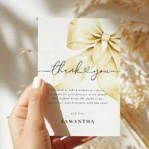 Gold Bow Bridal Shower Thank You Card