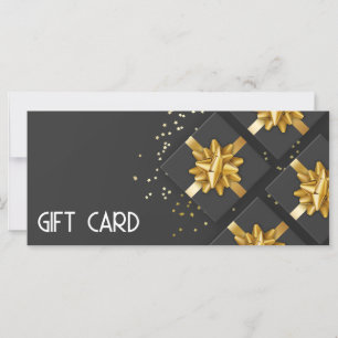 Gold Bow Festive Modern Black Gift Box Gift Card