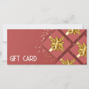 Gold Bow Festive Modern Red Gift Box Gift Card