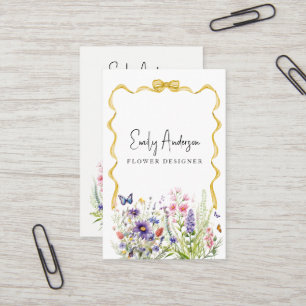 Gold bow floral Business card