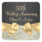 Gold Bow & Floral Swirl 50th Anniversary Sticker
