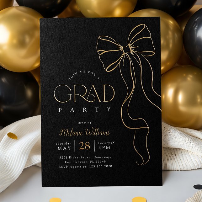 Gold Bow Graduation Invitation (Creator Uploaded)