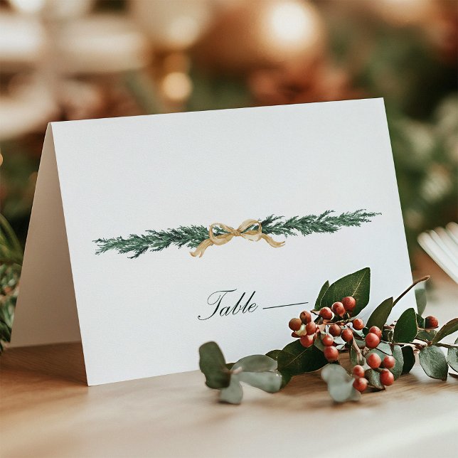 Gold Bow & Greenery Border Wedding Place Card (Creator Uploaded)
