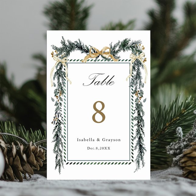 Gold Bow & Greenery Garland Wedding Table Number (Creator Uploaded)