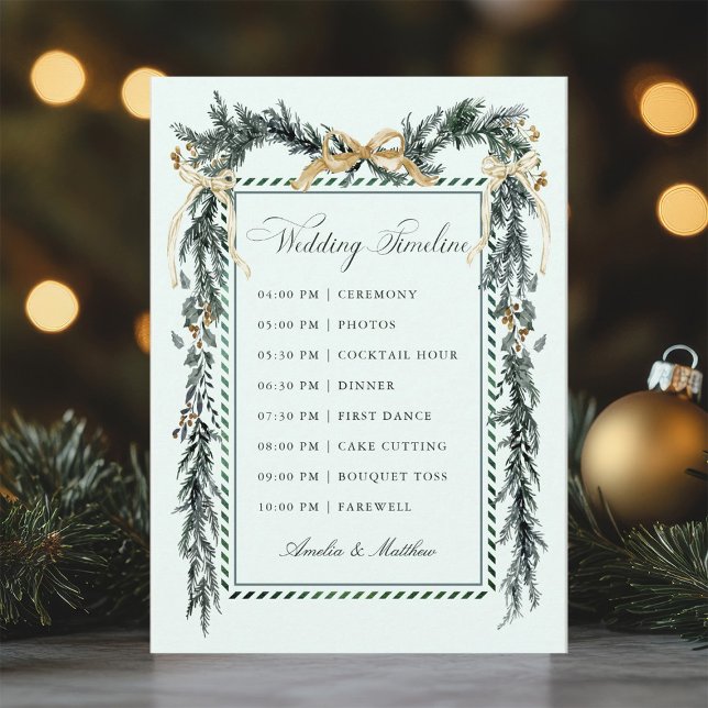 Gold Bow & Greenery Garland Wedding Timeline Mint Programme (Creator Uploaded)