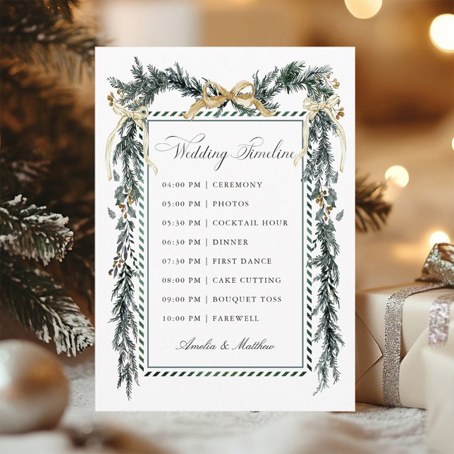 Gold Bow & Greenery Garland Wedding Timeline Programme (Creator Uploaded)