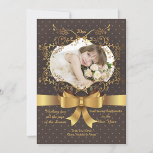 Gold Bow Photo Holiday Card