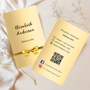 Gold bow Qr code social media premium Business Card