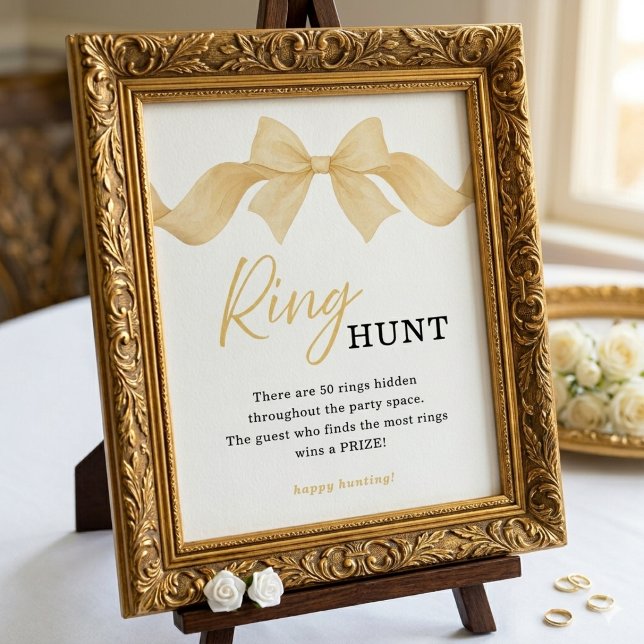 Gold Bow Ring Hunt Bridal Shower Game Sign (Creator Uploaded)