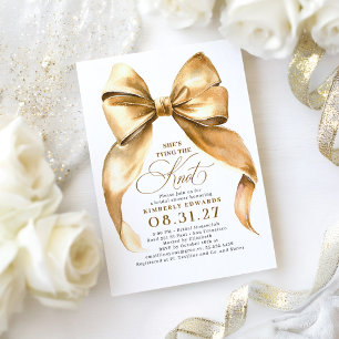 Gold Bow She's Tying the Knot Bridal Shower Invitation