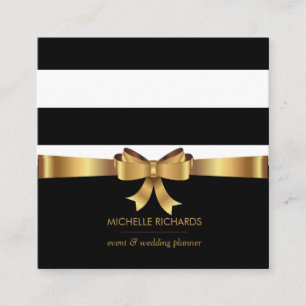 Gold Bow Square   professional  Social Media Icons Square Business Card