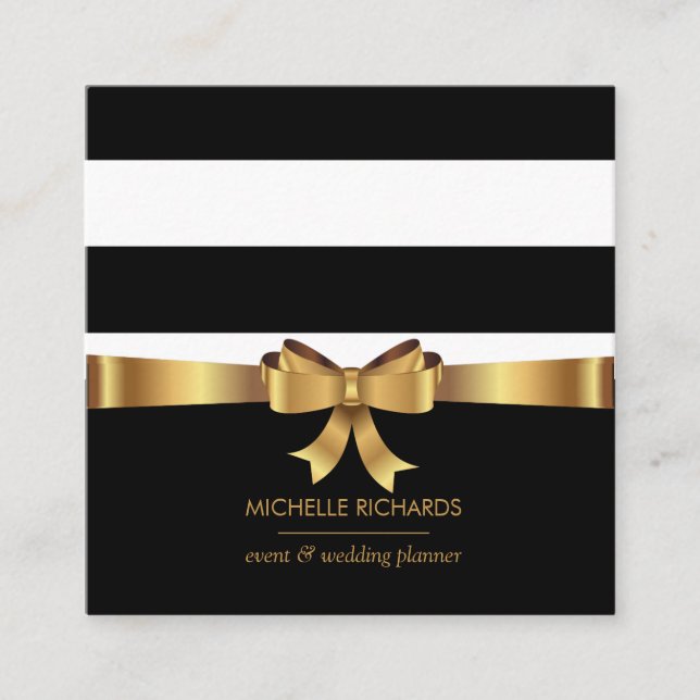 Gold Bow Square | professional  Social Media Icons Square Business Card (Front)