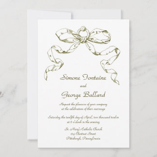 Gold Bow Swag Wedding Invitation