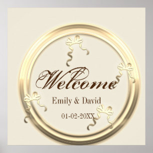 Gold Bow Wedding Welcome Sign