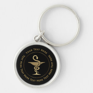 Gold Bowl of Hygeia Symbol Key Ring