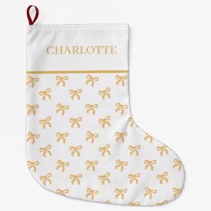 Gold Bows Keepsake Christmas  Large Christmas Stocking