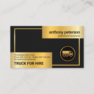 Gold Box Frame Gold Truck Logistics Driver Business Card