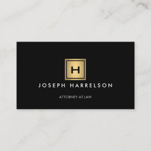 GOLD BOX LOGO with YOUR INITIAL/MONOGRAM on Black Business Card