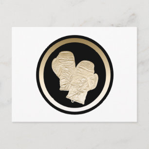 GOLD BOXING GLOVES POSTCARD