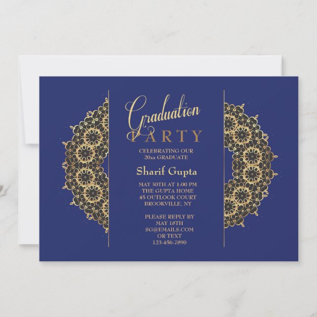 Gold Bracket Graduation Invitation (Front)