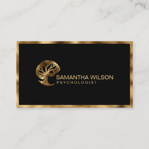 Gold Brain Psychologist Life Coach Therapist Business Card