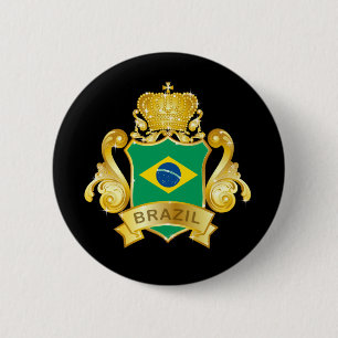 Gold Brazil 6 Cm Round Badge