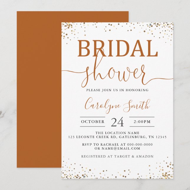 Gold Bridal Shower Invitation (Front/Back)