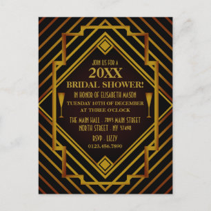 Gold Bridal Shower Invitation Postcard