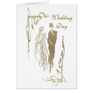 Gold Bride and Groom Wedding Art Card