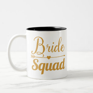 Gold Bride Squad heart arrow Two-Tone Coffee Mug