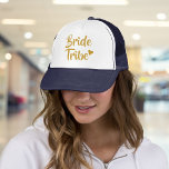 Gold Bride Tribe Heart Bachelorette Trucker Hat<br><div class="desc">Featuring trendy gold script text and a cute gold heart. Designed by Thisisnotme©</div>