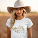 Gold Bride's Squad Personalized Bridal Party Tanks<br><div class="desc">Custom bridal party tees and tanks with "Bride's Squad" graphic in a stylish brush script. Personalize it with your wedding date,  wedding hashtag,  names or other custom text. Perfect gift for bride,  bridesmaids and wedding party to wear while getting ready on your wedding day!</div>