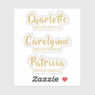 Gold Bridesmaid Name Custom-Cut Vinyl Sticker