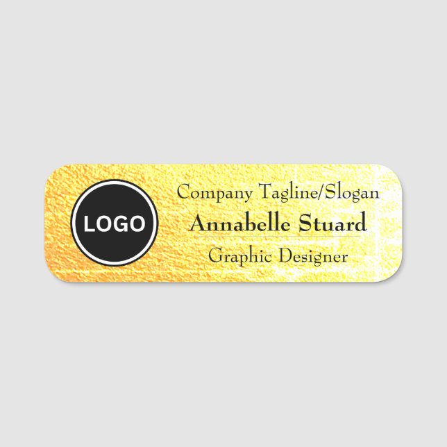 Gold Bright Luxury Elegant Name Tag (Front)