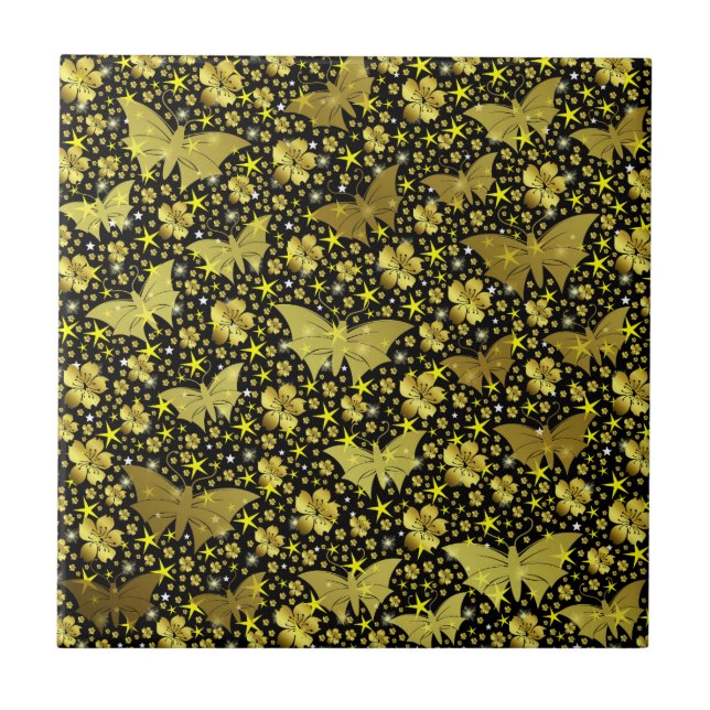 gold,bright, shiny, butterflies, exclusive tile (Front)