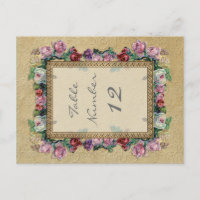 Gold Brocade Floral Formal Elegant Table Numbers