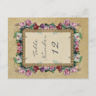 Gold Brocade Floral Formal Elegant Table Numbers Postcard