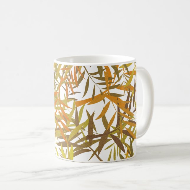 Gold Bronze and Brown Willow Leaves Coffee Mug (Front Right)