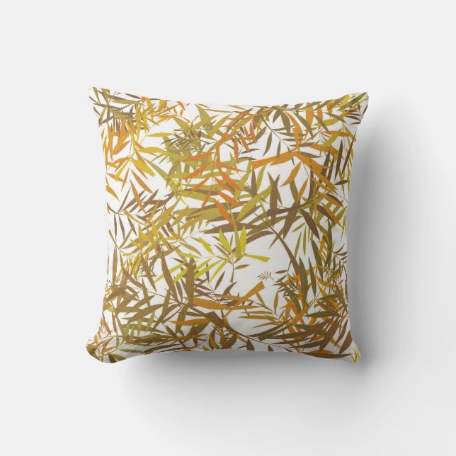 Gold Bronze and Brown Willow Leaves Cushion (Front)