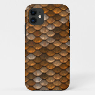 Gold Bronze Glam Metallic Scales Pattern iPhone 11 Case