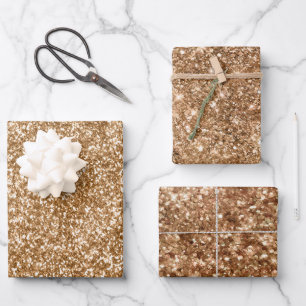 Gold Bronze Glitter Wrapping Paper Sheet