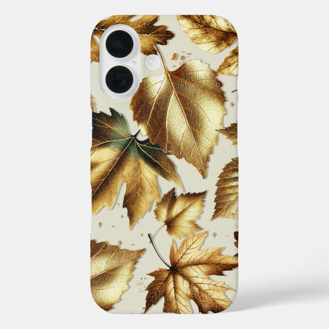 Gold Bronze Leaves Almond Beige Glam Fall Case-Mate iPhone Case (Back)