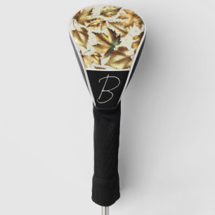 Gold Bronze Leaves Almond Beige Glam Fall Golf Head Cover