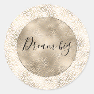 Gold Bronze Leopard Print Classic Round Sticker