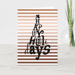 Gold Bronze Ombre Stripes Christmas Holiday Card