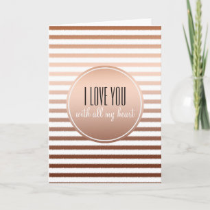 Gold Bronze Ombre Stripes Love Card