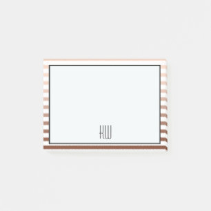 Gold Bronze Ombre Stripes monogram Post-it Notes