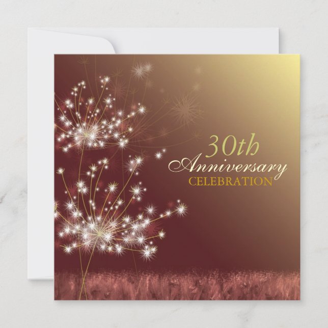 Gold & Brown 30th Fall Wedding Anniversary Party Invitation (Front)