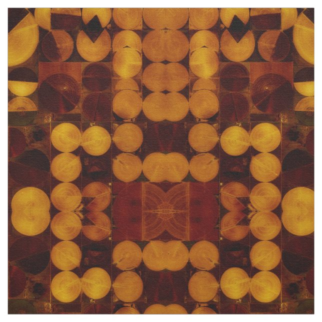 Gold & Brown Abstract Circles Fabric (Swatch)