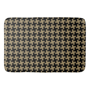 Gold Brown And Black Classic Nailhead Pattern Bath Mat